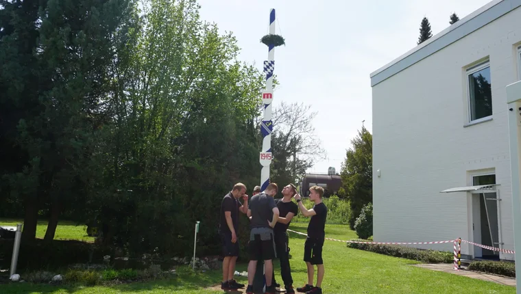 Erecting the Maibaum at Mahlo's