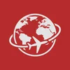 icon plane around the world red background
