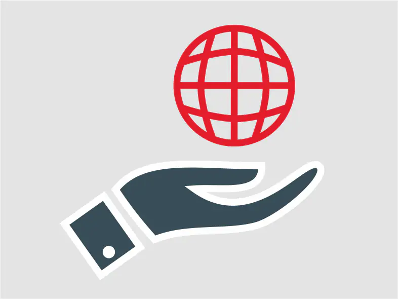 icon hand with globe